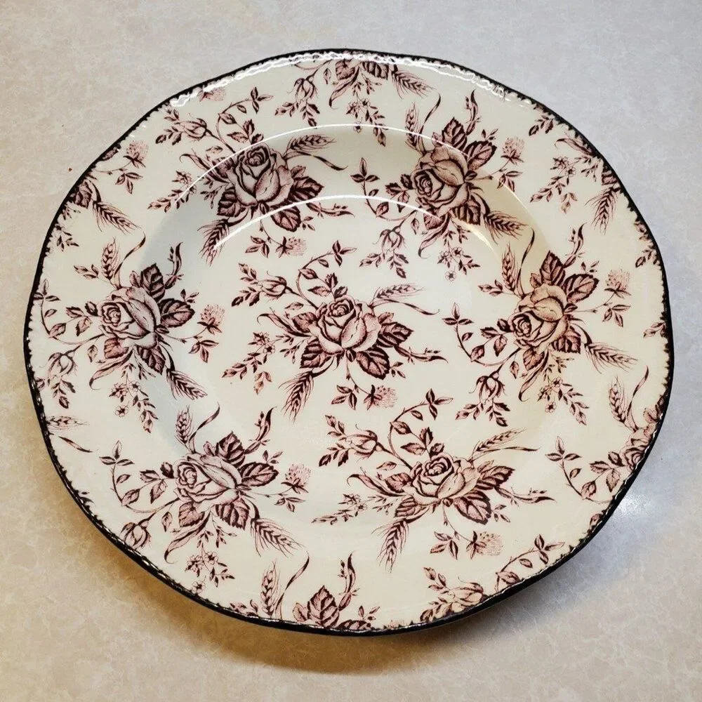 Wood & Sons Colonial Rose Pink Rim Soup Bowl 8